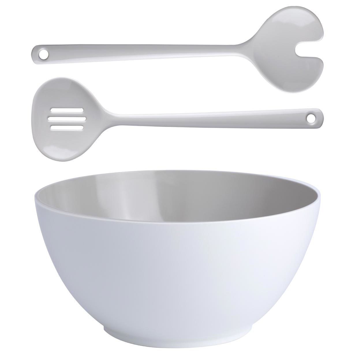 Set of melamine salad bowl with cutlery, Summer collection, colour Bone