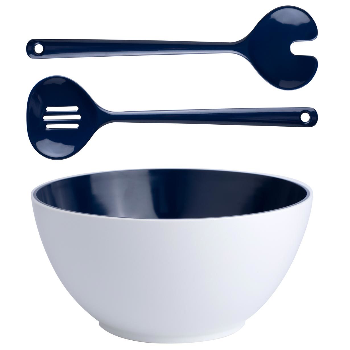 Set of melamine salad bowl with cutlery, Summer collection, Blue