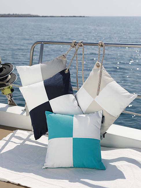 Grey check cushion with tie – 2 pcs Marine Business
