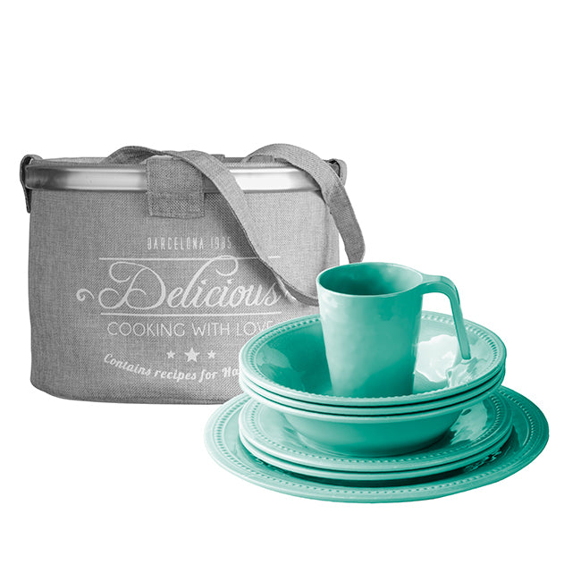 TABLEWARE PACK 4 PEOPLE HARMONY – AQUA