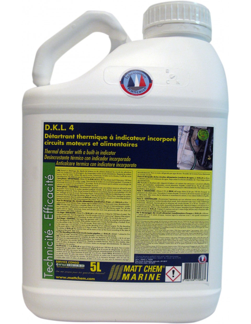 Thermal non corrosive descaler with built-in indicator D.K.L.4