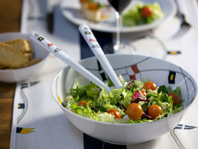 MELAMINE SALAD BOWL WITH SALAD SERVERS, REGATA