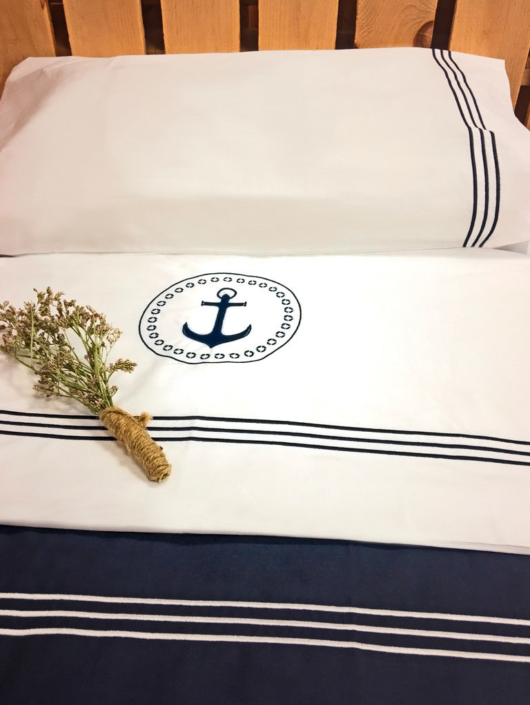 Santorini Savanna top sheet & 2 pillowcase / double deep blue
